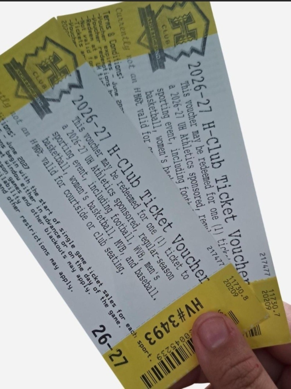 UH Ticket Voucher - White and Yellow